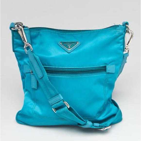 Prada Turchese Tessuto Nylon & Saffiano Leather Convertible Crossbody Bag
